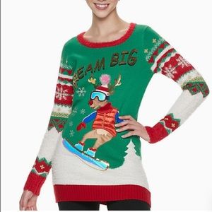 XS M "Dream Big"  Holiday Reindeer Tunic “UGLY” fun holiday Christmas sweater